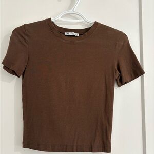 Zara Chocolate Brown Crop Tee